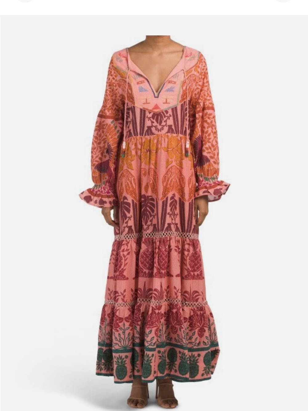 NWT FARM RIO Ainika Printed Tiered Maxi Dress Sz S - Picture 3 of 15